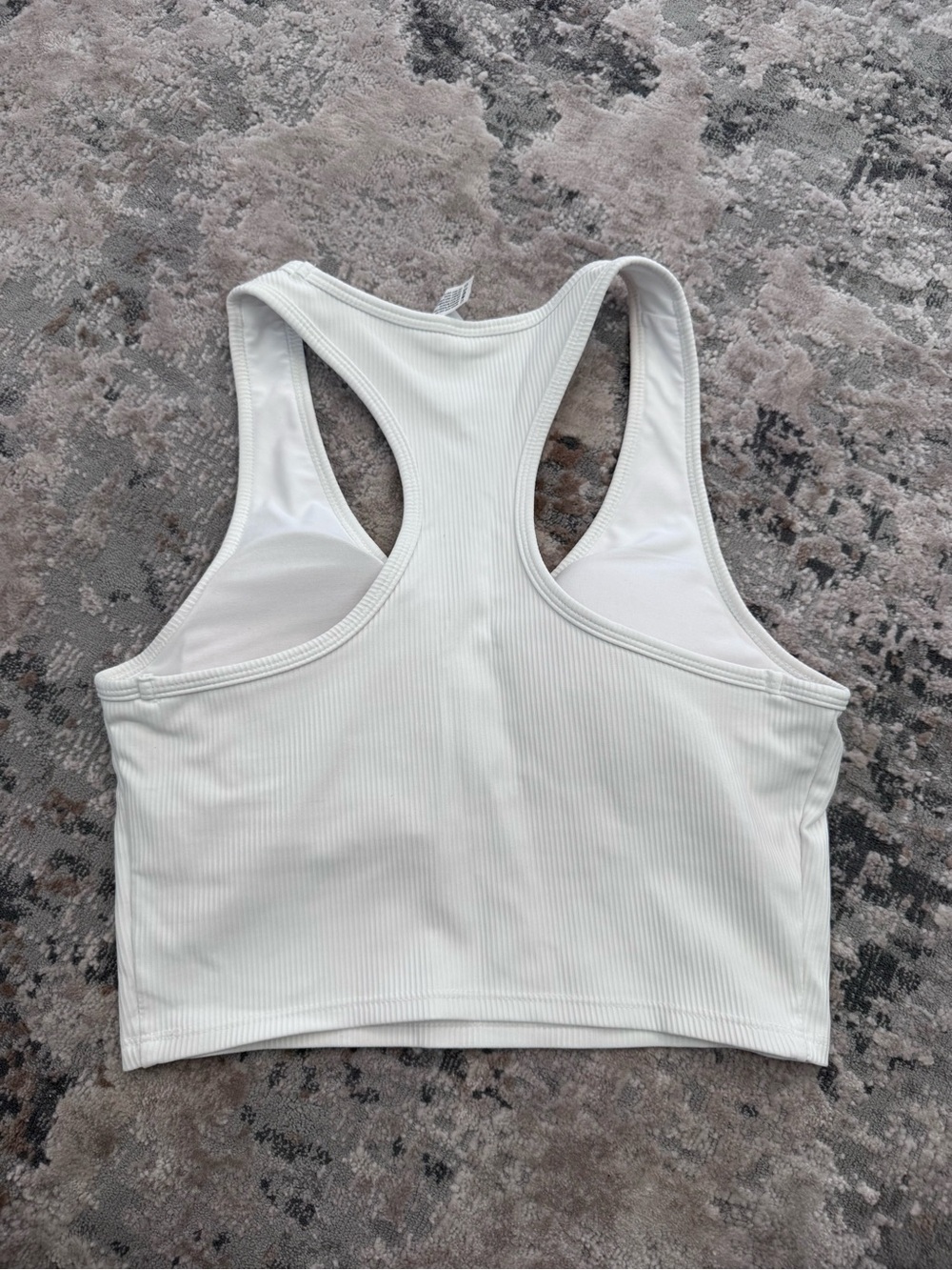 White Ribbed Racerback Tank Top - Picture 3 of 3